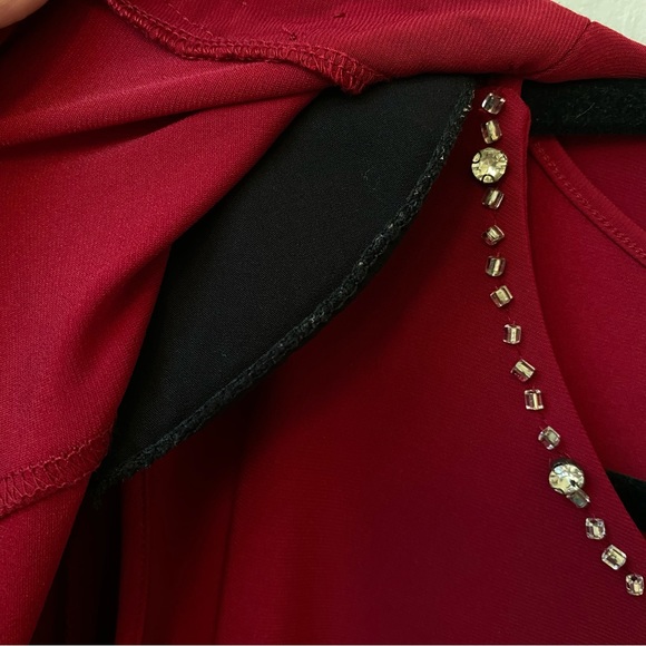 2 Piece Deep Red Sweater Jacket & Matching Tank Top Evening Wear Moda Verona 3XL - Picture 13 of 16